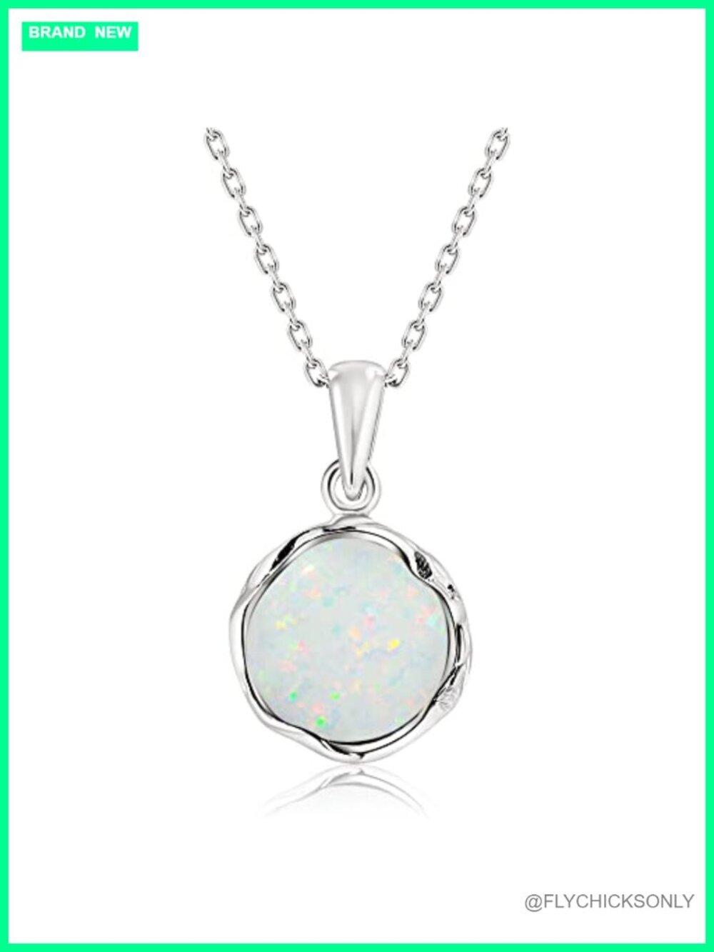 ADITA GOLD White Opal Pendant Necklace 925 Sterling Silver for Women